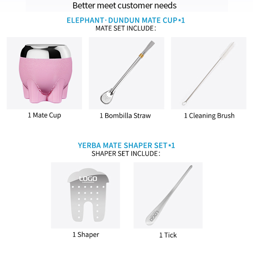 Wholesale Stainless Steel Yerba Mate Drinking Cup Reusable Coffee Mugs Set Gift for Office Outdoor Tour