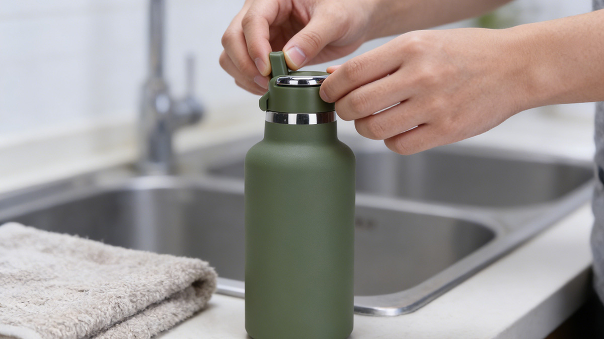 how to open a tighly sealed stainless steel water bottle