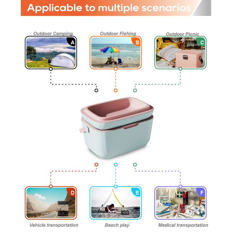 12QT Plastic Outdoor Camping Fresh-keeping Mini Portable Ice Chest Hard Cooler Box with Shoulder Strap 11L