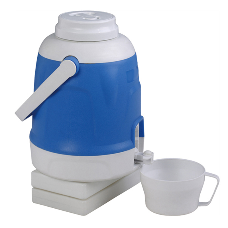5.3QT Portable Round Water Cooler Jug with Handle 1.3 Gallon Foldable Straw Top Cup Lid Beverage Ice Bucket 5L