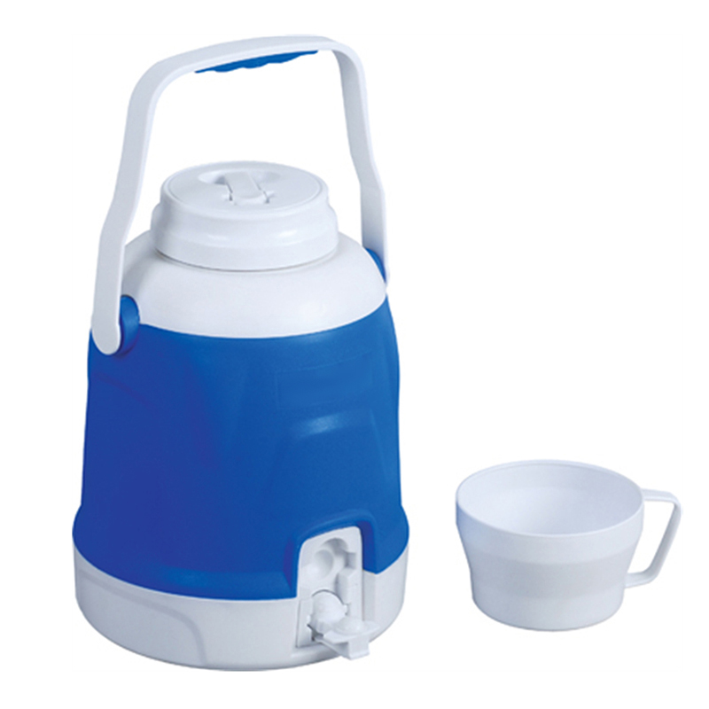 5.3QT Portable Round Water Cooler Jug with Handle 1.3 Gallon Foldable Straw Top Cup Lid Beverage Ice Bucket 5L