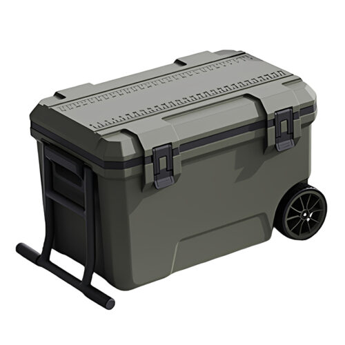 50QT Large Insulated Portable Plastic Hard Cooler Box Ice Retention with Heavy Duty Wheels and Handle 47L