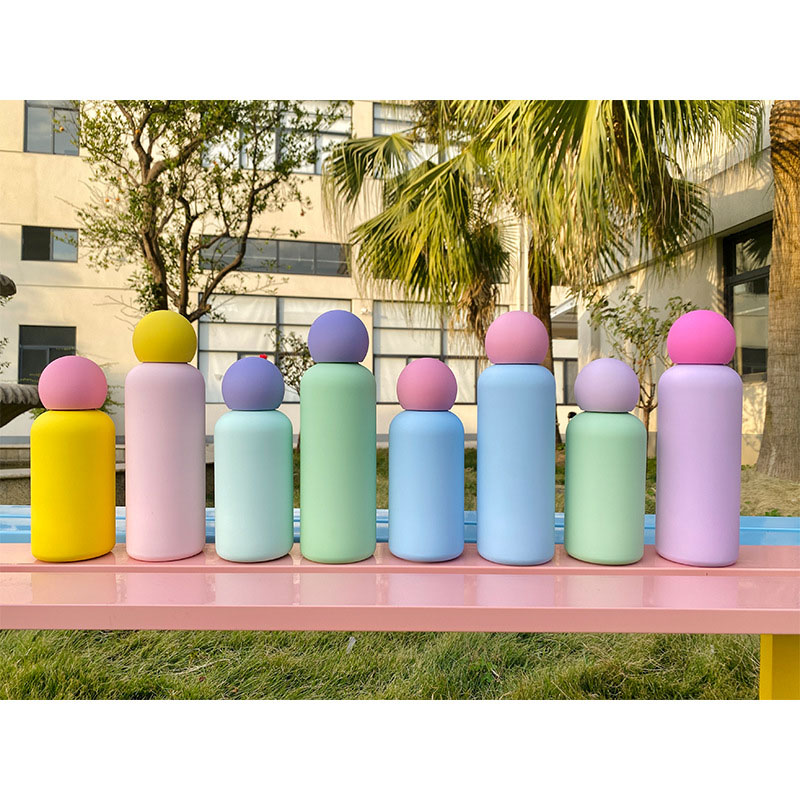 Round Lid Water Bottle 500ml Double Walled Insulation Stainless Steel Australian Style