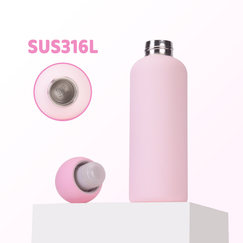 Round Lid Water Bottle 500ml Double Walled Insulation Stainless Steel Australian Style