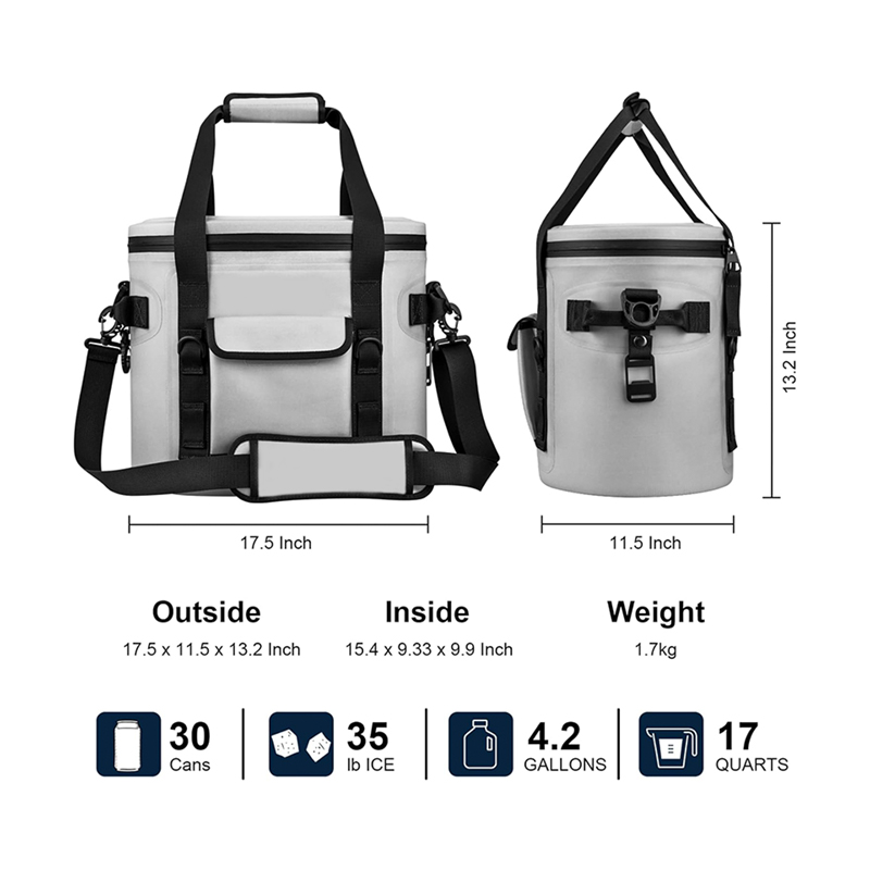 17QT30-Cans TPU Waterproof Insulated Cooler Bag Heavy Duty Large Capacity Thermal Tote