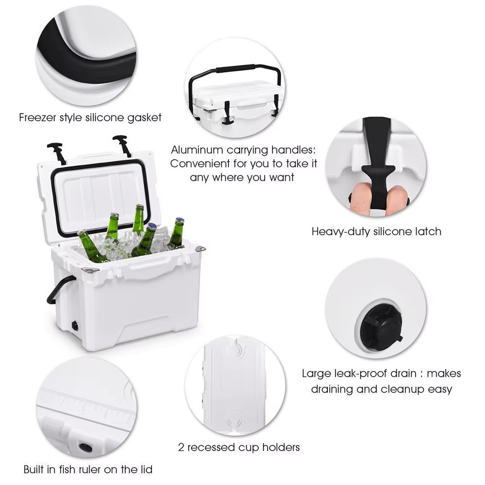 25QT Water Proof Cooler Box 23.66L Rotomolded Ice Chest LLDPE Food Grade CBX025C027 - Image 4