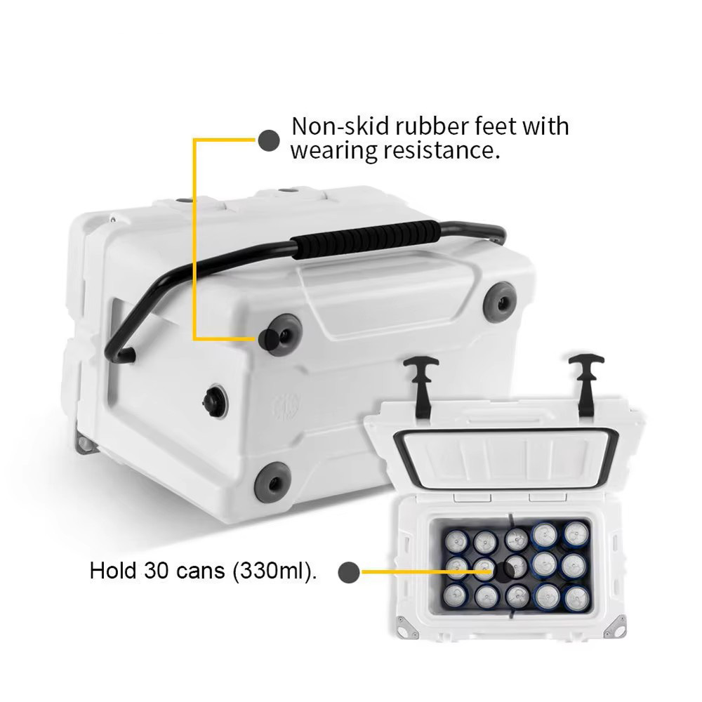 25QT Water Proof Beach Cooler Box 23.66L Rotomolded Travelling & Camping LLDPE Food Grade eco-friendly