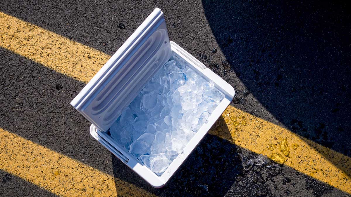 pre-cooling the hard cooler before packing