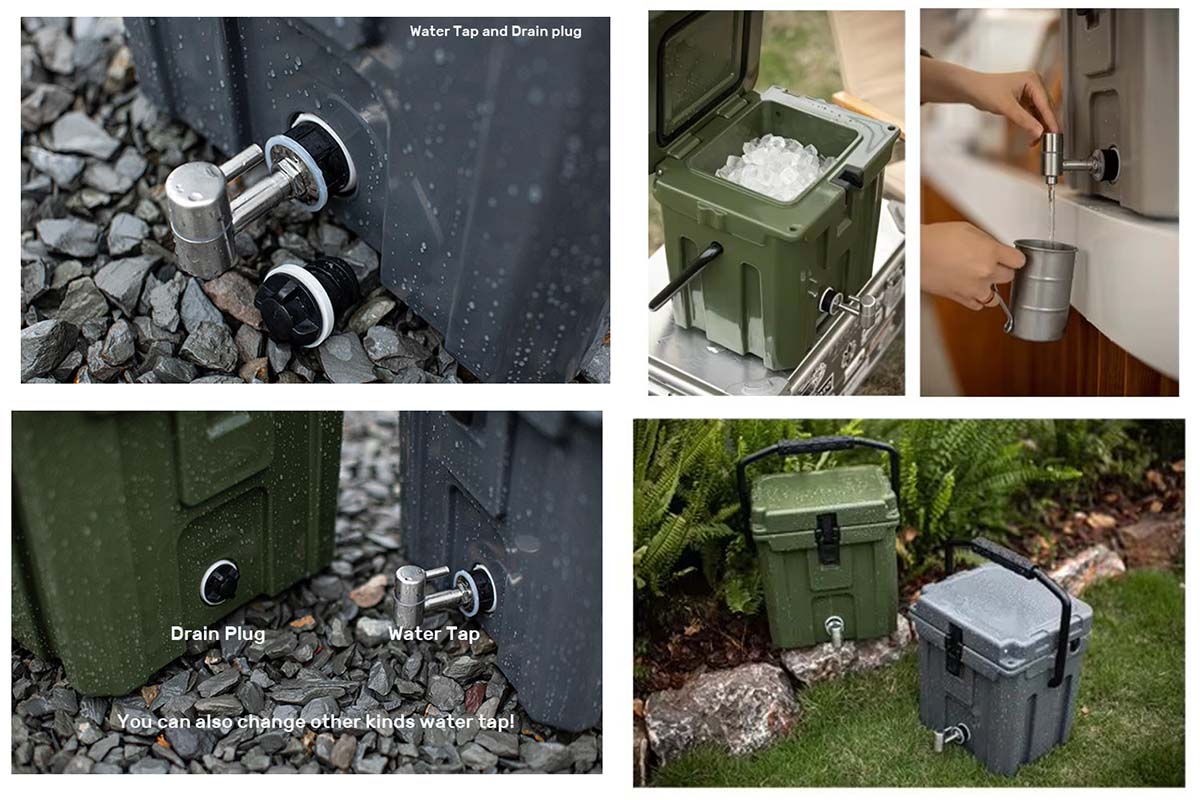 water tap and drainplug of cooler jugs practical design details of cooler jugs | ice buckets with water dispensers