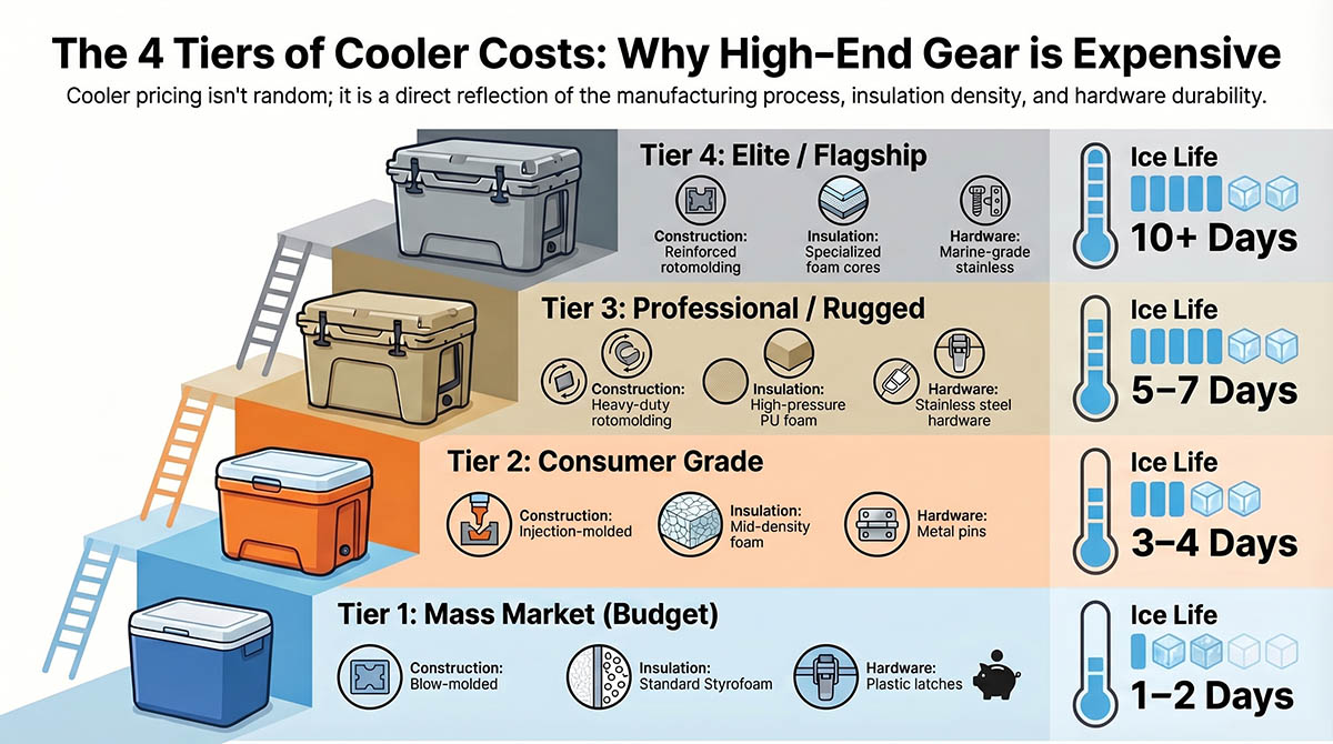 4 tiers of cooler cooler costs