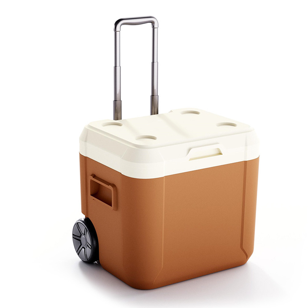 55QT Insulated Large Portable Plastic Cooler Box Cold Chain Transportation with Wheels 52L