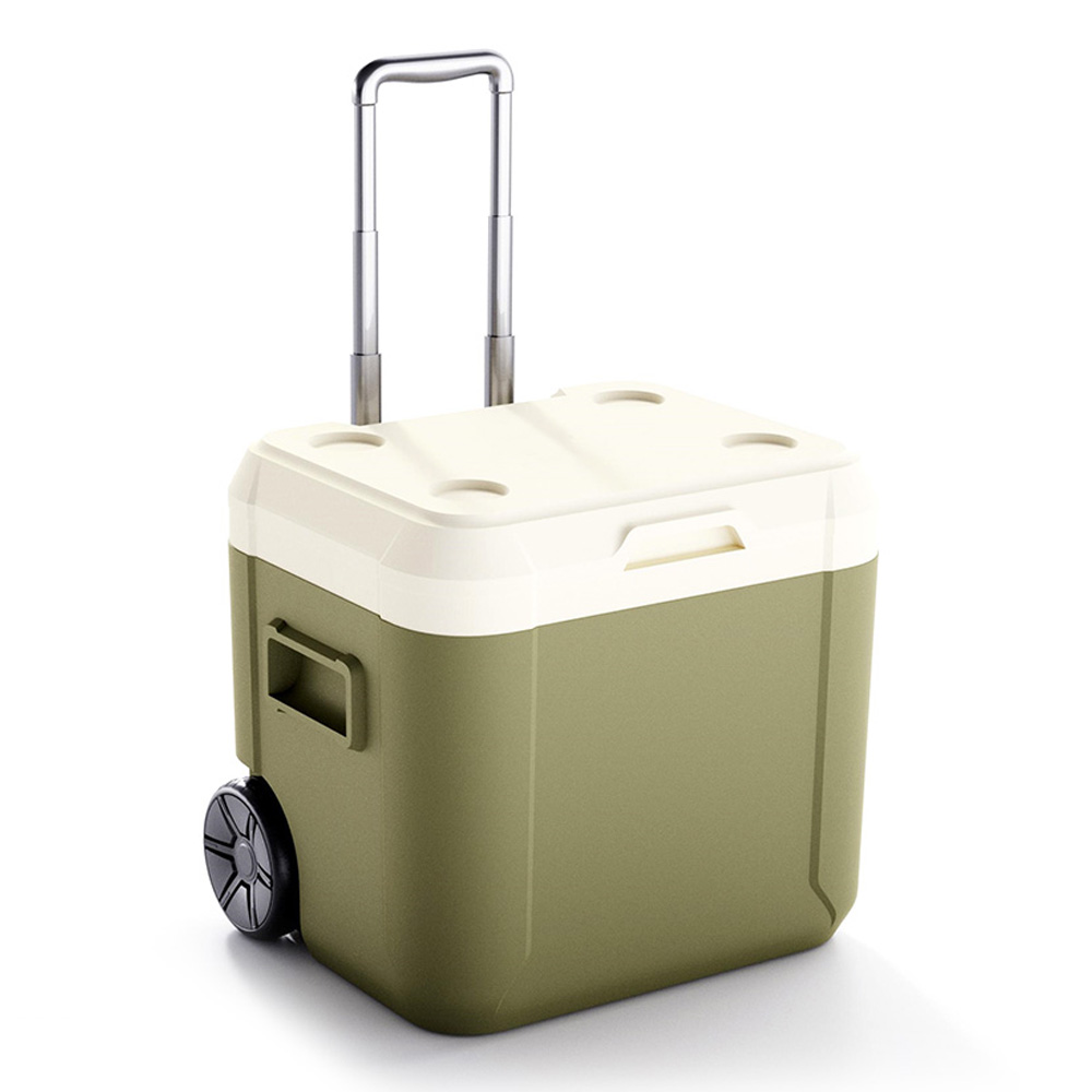 55QT Insulated Large Portable Plastic Cooler Box Cold Chain Transportation with Wheels 52L