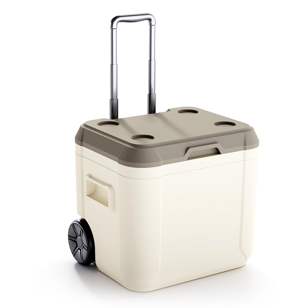 55QT Insulated Large Portable Plastic Cooler Box Cold Chain Transportation with Wheels 52L