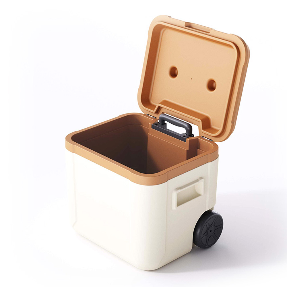 55QT Insulated Large Portable Plastic Cooler Box Cold Chain Transportation with Wheels 52L