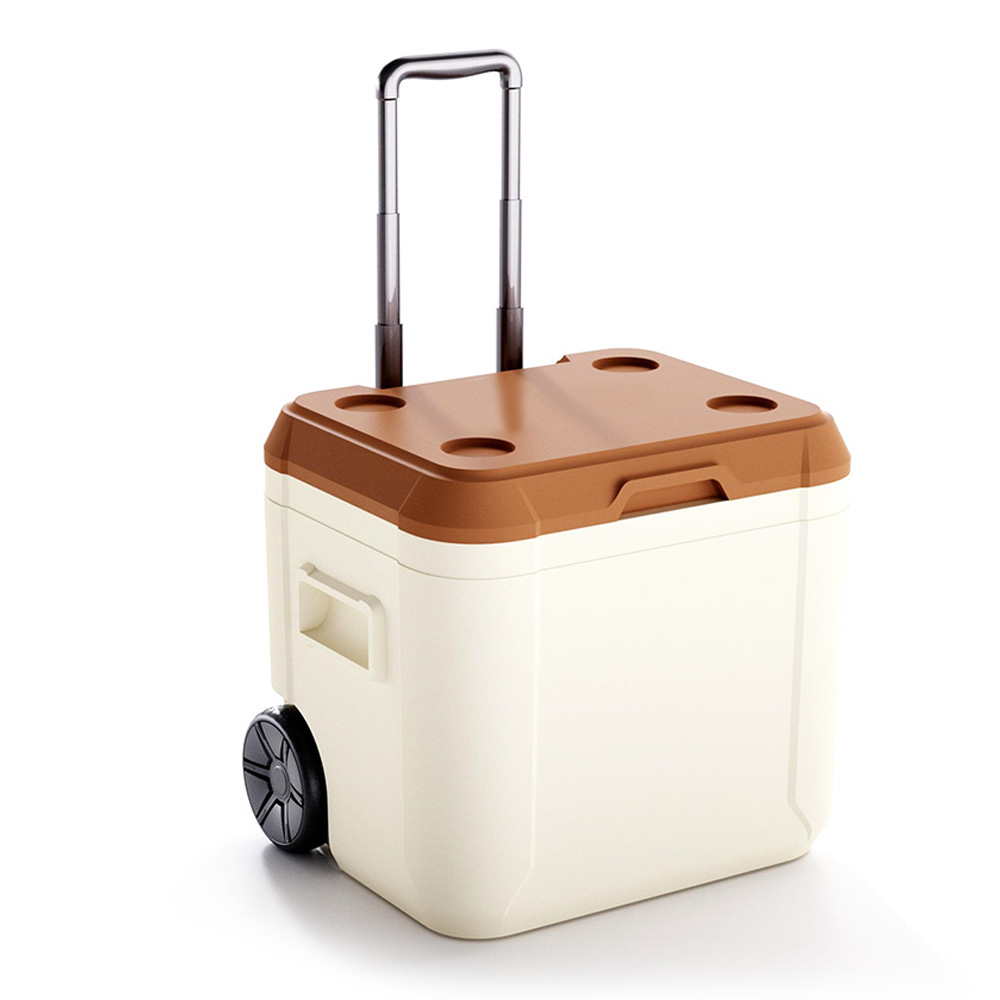 55QT Insulated Large Portable Plastic Cooler Box Cold Chain Transportation with Wheels 52L