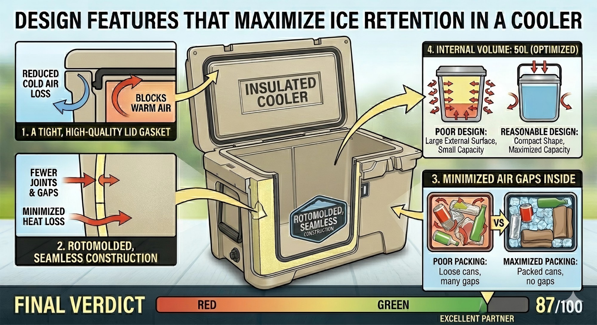 What Design Features Maximize Ice Retention in a Cooler