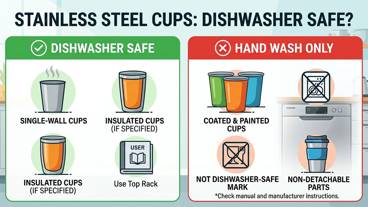 are stainless steel cups dishwasher safe