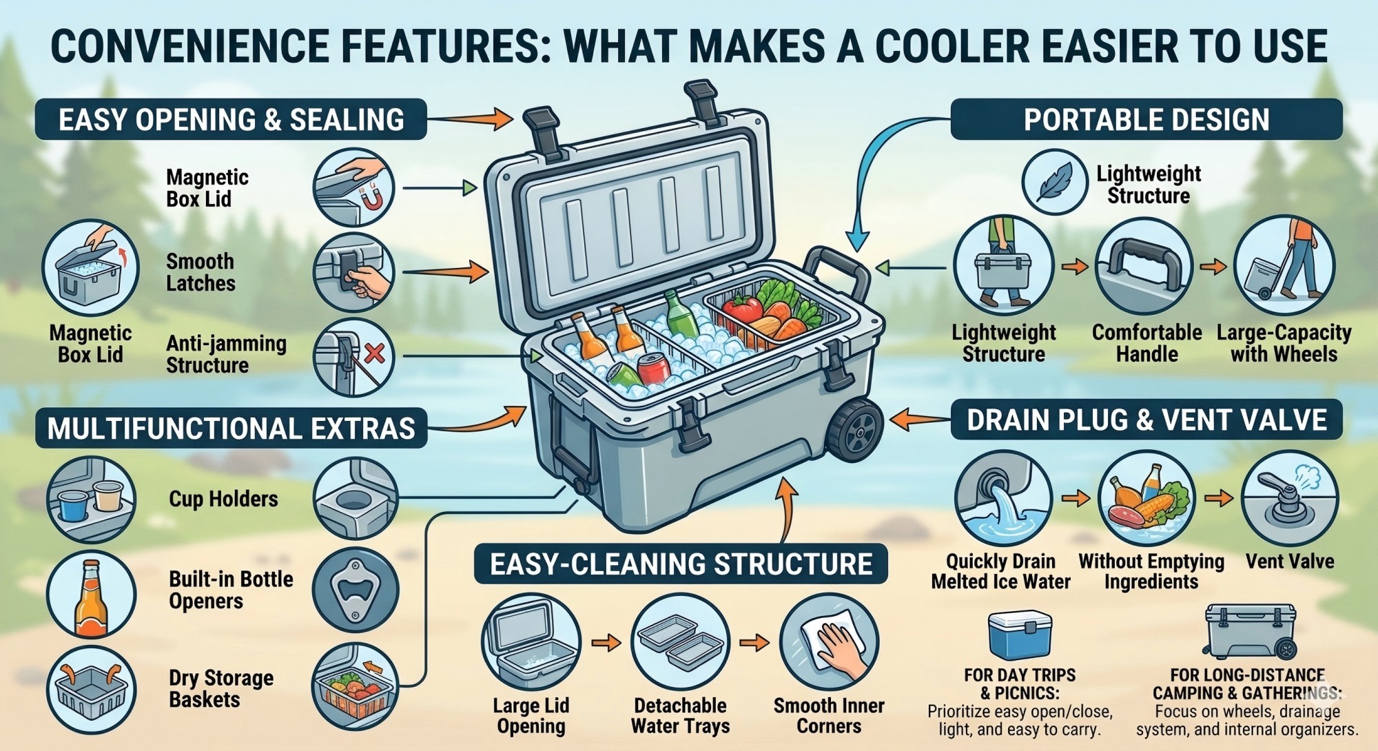 features that make coolers easy and convenient to use