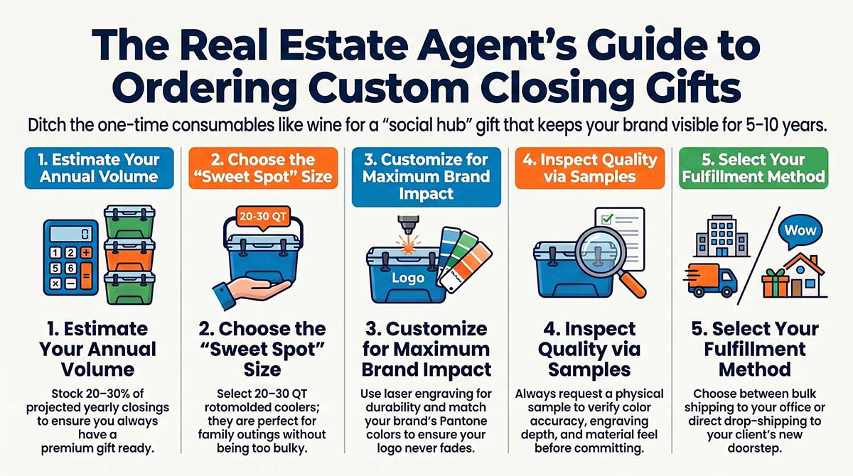 guide on how to order a custom hard cooler as closing gifts for real estate agents