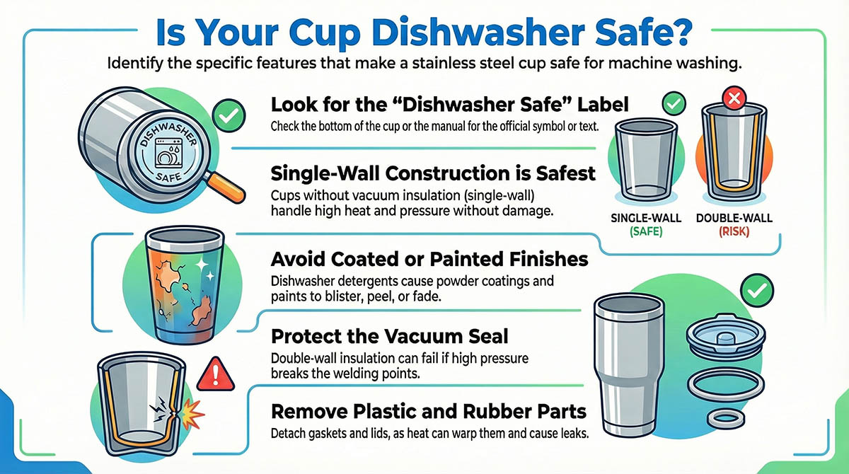 how to tell if your stainless steel cup is dishwasher safe