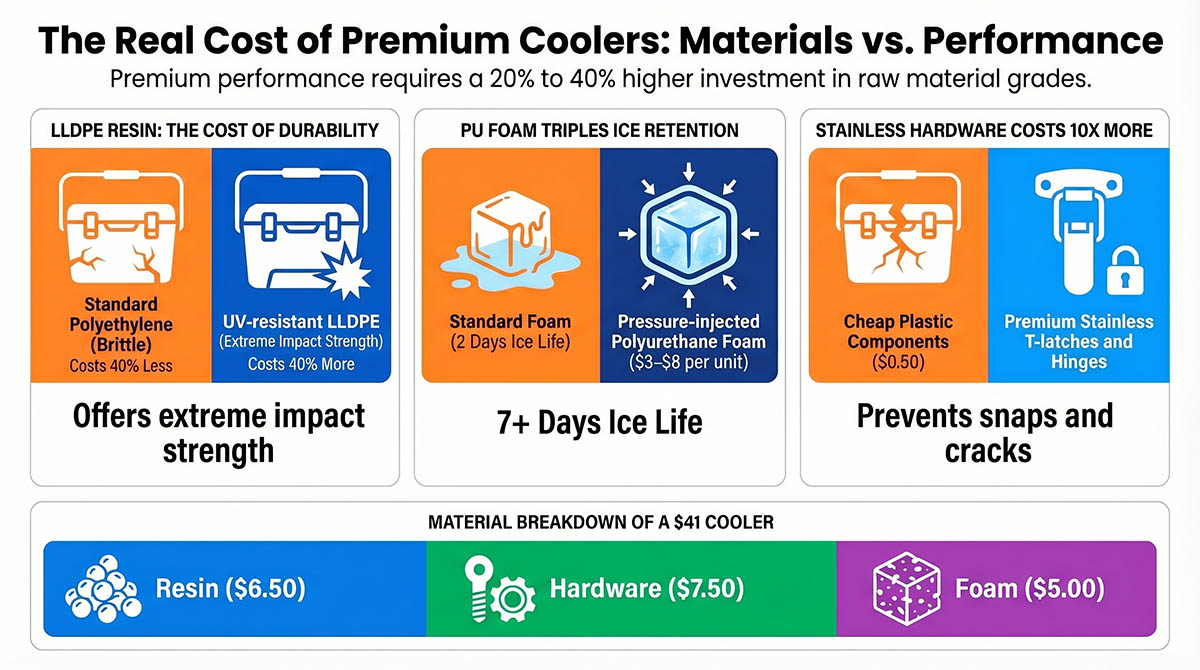 material cost of hard cooler production