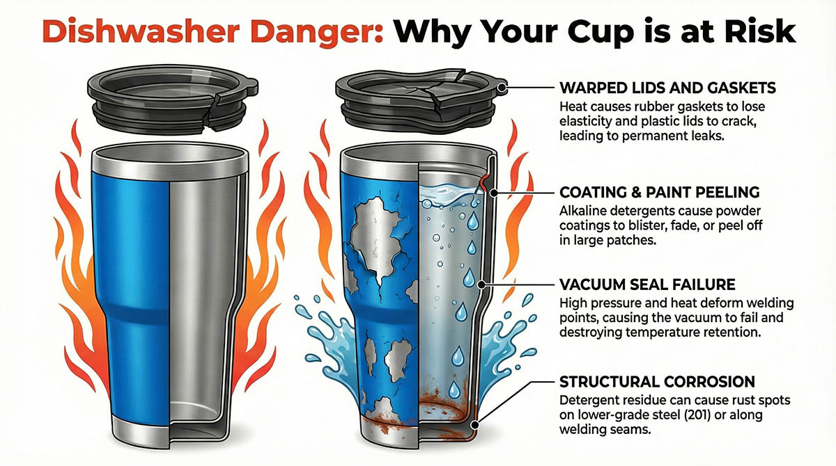 risk of machine washing your stainless steel cup