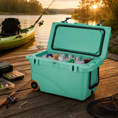 45QT Waterproof Eco-friendly Cooler Box With Wheels 42L Speaker and LED Light Ice Portable custom