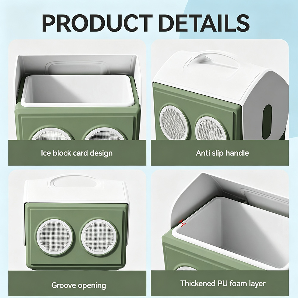 15 QT Durable Plastic Music Cooler Box 14 L With Handle and Speaker Camping for Outdoor Tents battery
