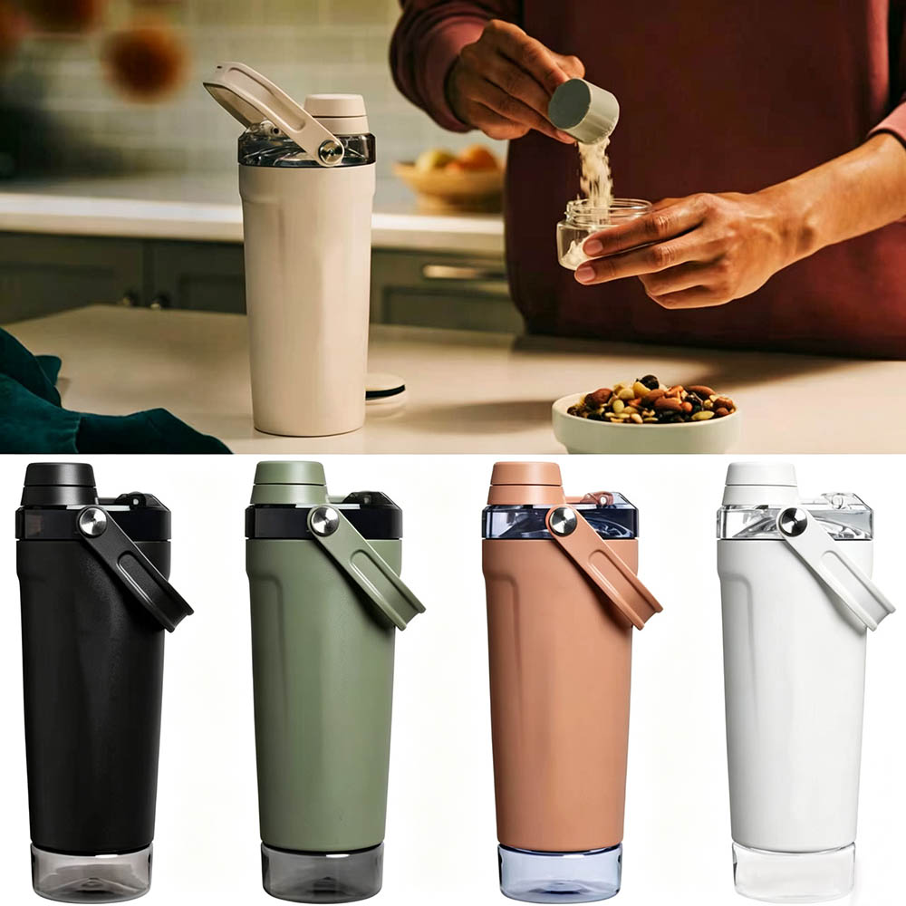 17 oz 304 Stainless Steel Custom Shaker Bottle 500 ml Insulated Double Lids With Handles multi-colored