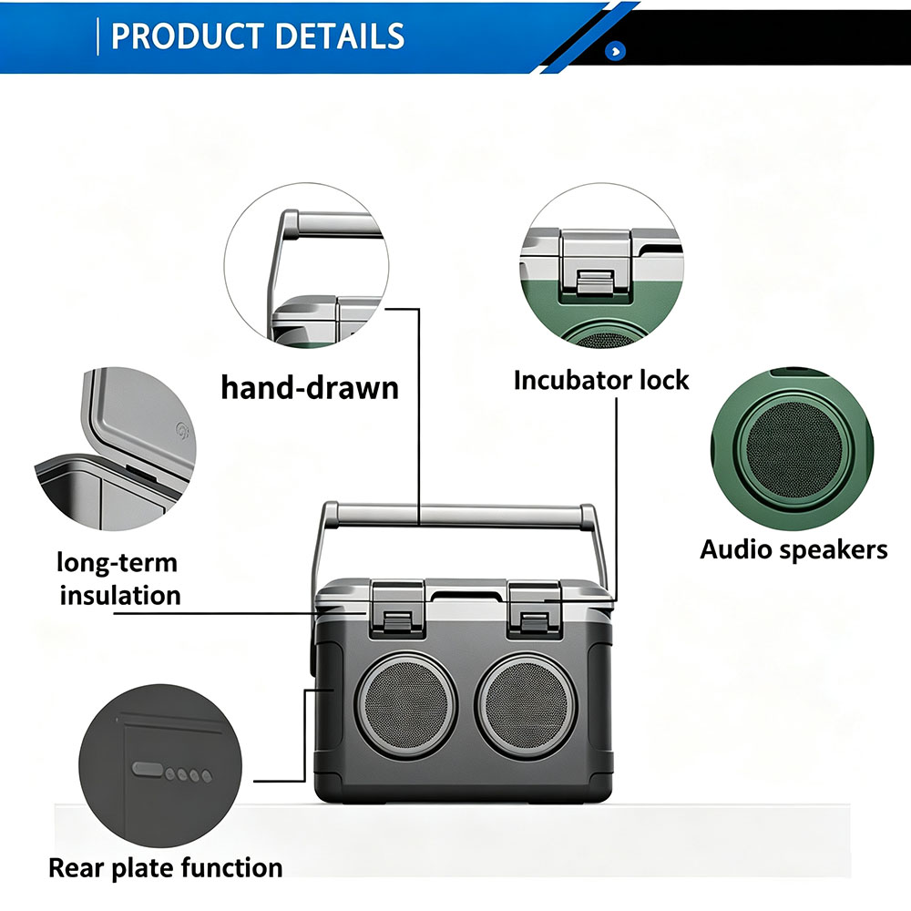 22.2 QT Wholesale Custom Ice Cooler Box 21 L Incubator Portable Insulated Wireless Speaker accessory