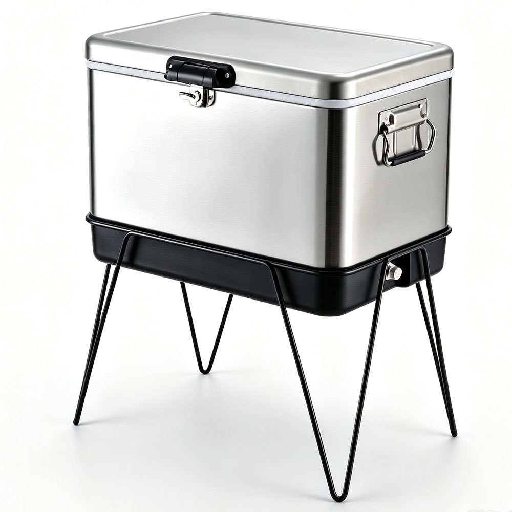 26 QT Stainless Steel Custom Metal Cooler Box 25 L Wholesale Double Wall Insulated Stand ice retention