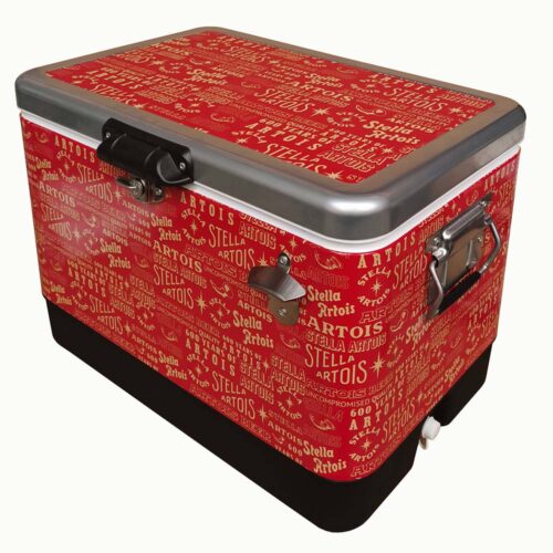 54QT Insulated Metal Cooler Box 51 L with Retro Design Waterproof for Travel & Wine latch