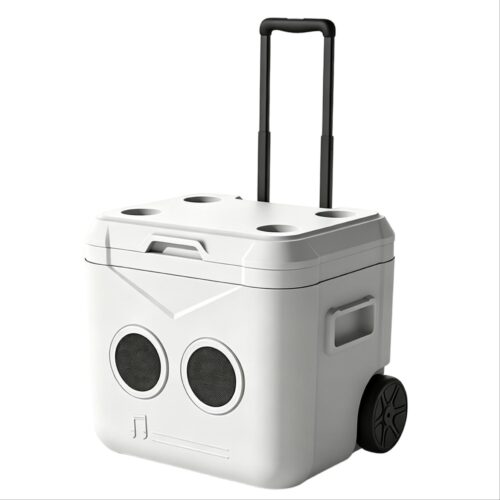 55 QT Insulation Ice Cooler Box Handles Wheels 52 L Large Capacity Portable Music With Speaker cup holder