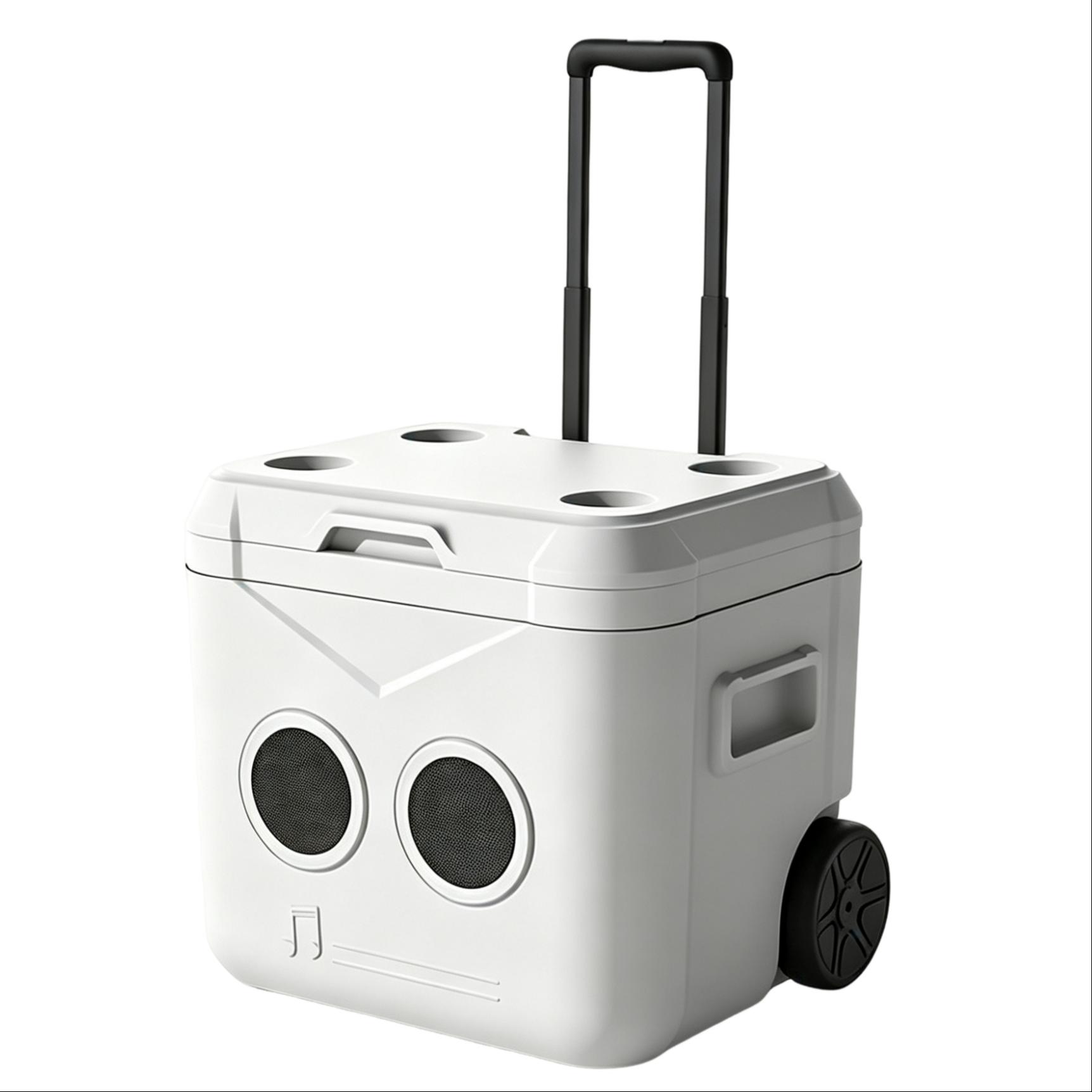 55 QT Insulation Ice Cooler Box Handles Wheels 52 L Large Capacity Portable Music With Speaker cup holder