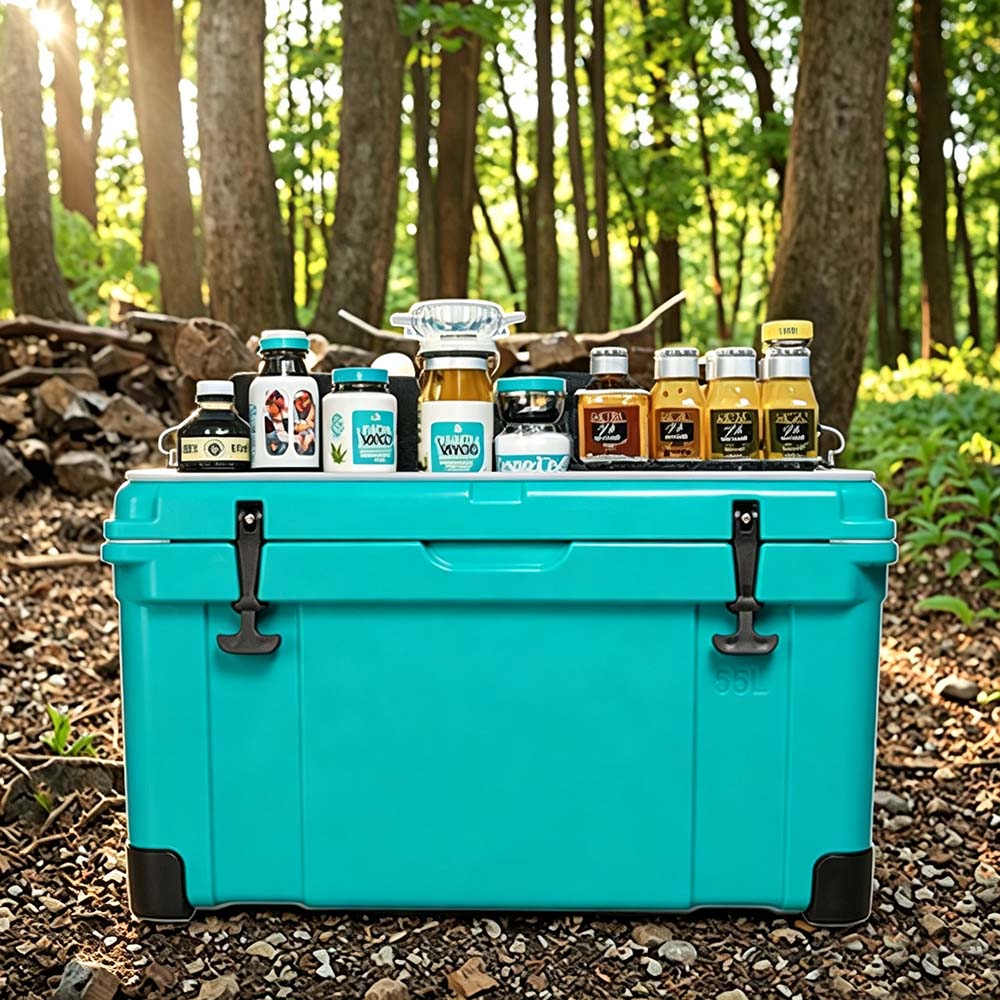 58 QT Rotomolded Hard Cooler Box 55 L Wholesale Ice Chest Customized Non-slip Rubber Feet for camping