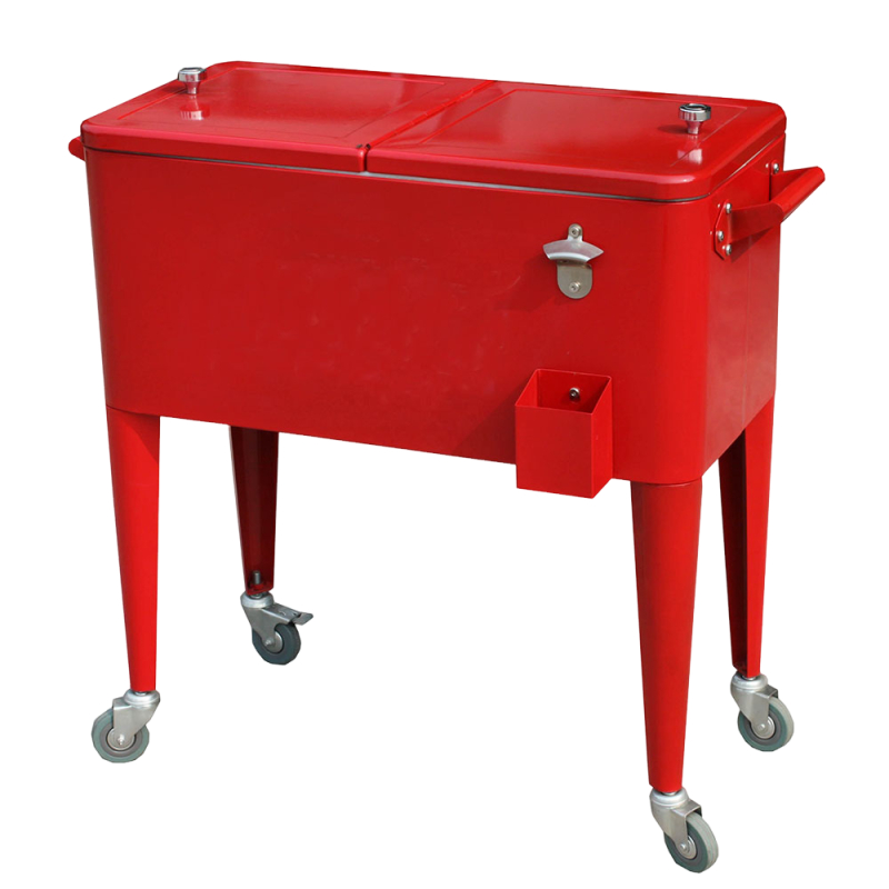 84.5 QT Customized Rolling Metal Cooler Box 80L Multi Colored Outdoor Ice Retro Cart Vintage wholesale