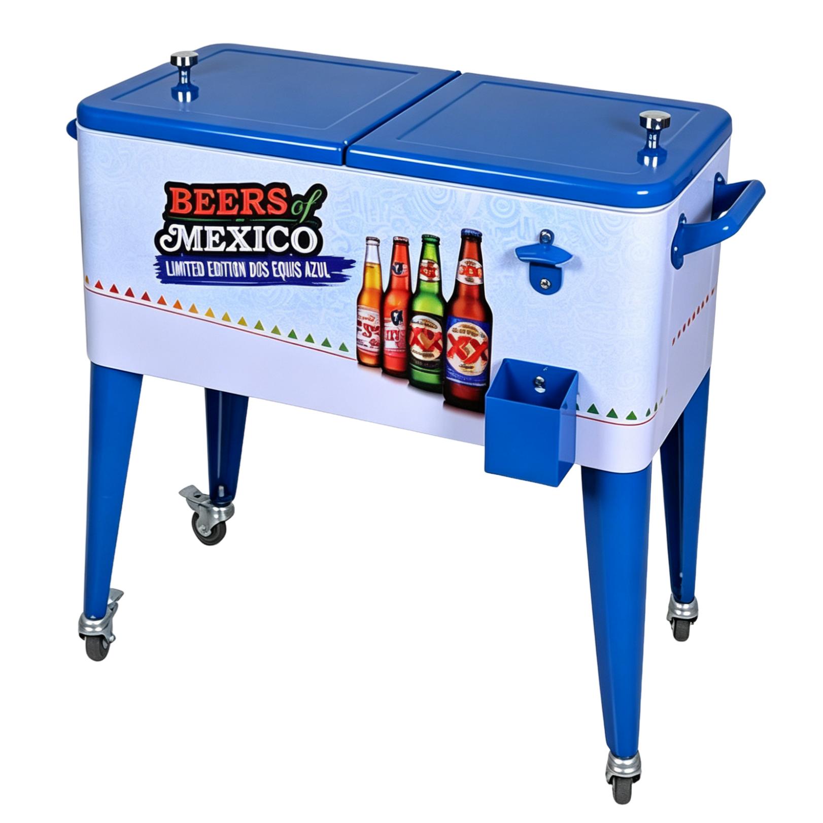 84.5 QT Customized Rolling Metal Cooler Box 80L Multi Colored Outdoor Ice Retro Cart Vintage iron