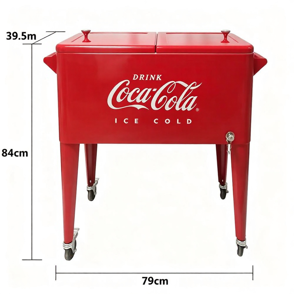 84.5 QT Customized Rolling Metal Cooler Box 80L Multi Colored Outdoor Ice Retro Cart Vintage large-capacity