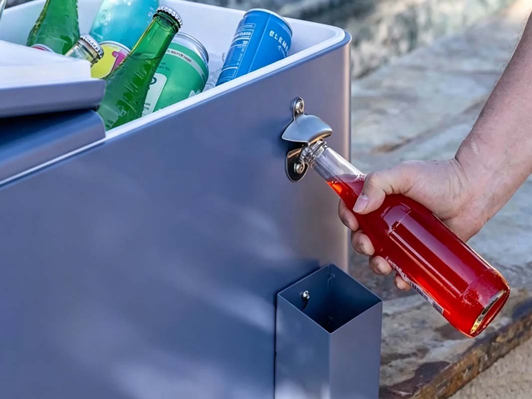 hardware upgrades of metal coolers with a bottle opener