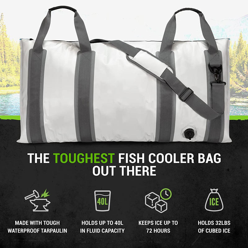 31 QT Wholesale 30 L PVC Cooling Cooler Bag Waterproof Insulated Fishing Kill Chiller Drain Valve ice retention