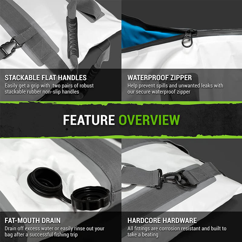 31 QT Wholesale 30 L PVC Cooling Cooler Bag Waterproof Insulated Fishing Kill Chiller Drain Valve roll straps