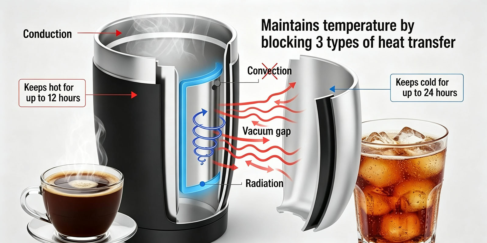 insulation effect performance of wholesale custom tumblers or mugs.
