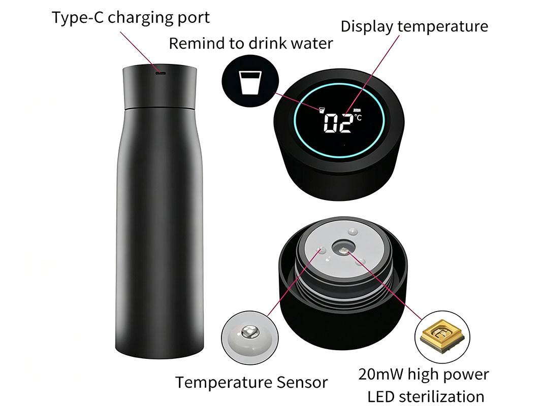 wholesale custom smart water bottles LED App