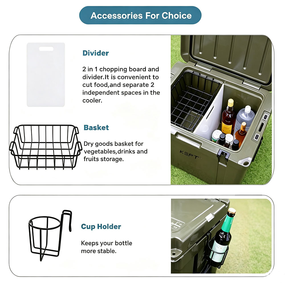35QT LLDPE Rotomolded Wheeled Cooler Box 33 L with Telescope Handle for Food Storage gasket